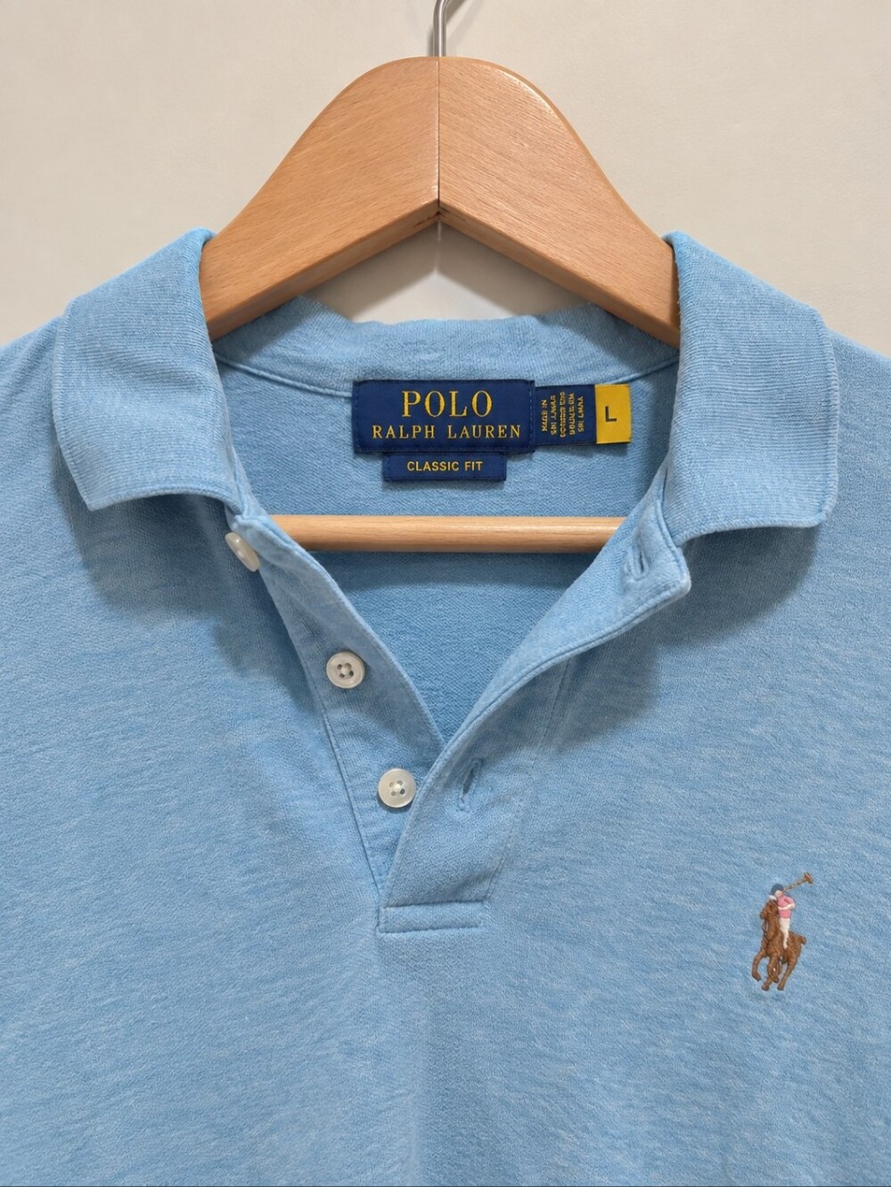 Polo by Ralph Lauren Light Blue Classic Fit Polo Shirt - Size Large